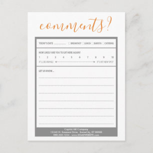 mailing list comment card