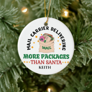  Mailman Mail Carrier Personalised   Ceramic Tree Decoration