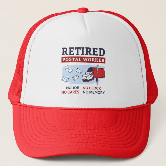 Mailman Retirement Retired Postal Worker Trucker Hat (Front)