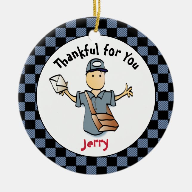Mailman Thank You Gift - Postal Worker Keepsake   Ceramic Tree Decoration (Front)