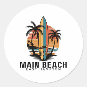 Main Beach East Hampton Surfing Surfer _1  Classic Round Sticker