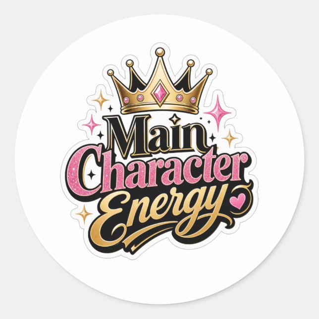  Main Character Energy Classic Round Sticker (Front)