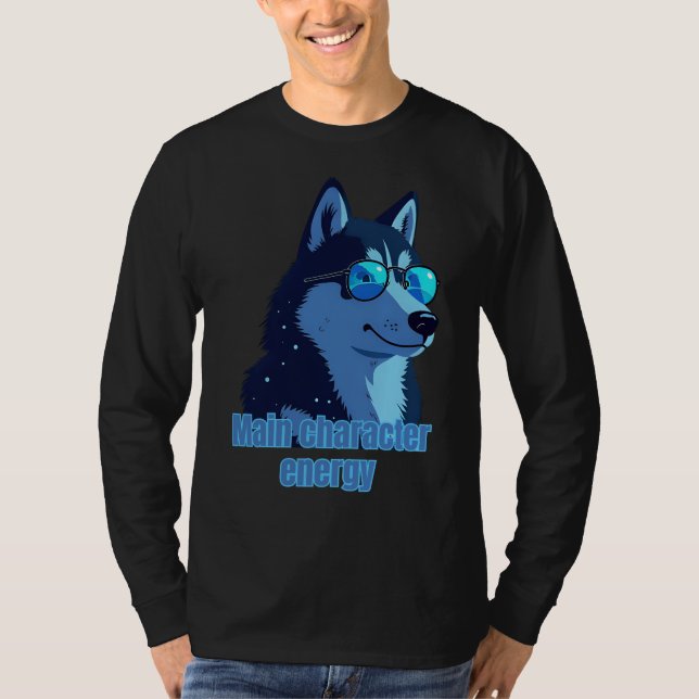 Main Character Energy – Husky with Shades T-Shirt  (Front)