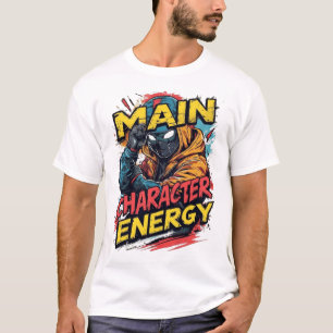 Main Character Energy Superhero Cyberpunk Comic Gr T-Shirt