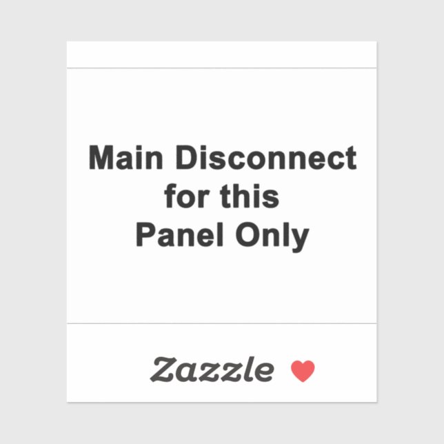 Main Disconnect For This Panel Only (Sheet)