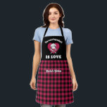Main Ingredient Is Love Red Black Plaid Pattern Apron<br><div class="desc">Funny and cool apron to make cooking more fun. Personalised gift for family and friends who love cooking,  baking and trying new recipe in the kitchen. Customise the wording to fit your occasion. You can use the Design Tool to further change the font type,  font colour and font size.</div>