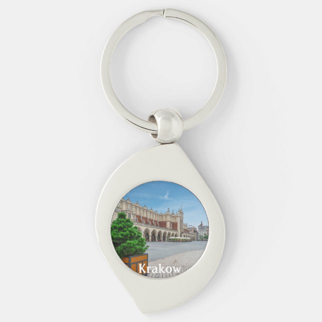 Main square in Krakow old town, Poland Key Ring (Front)