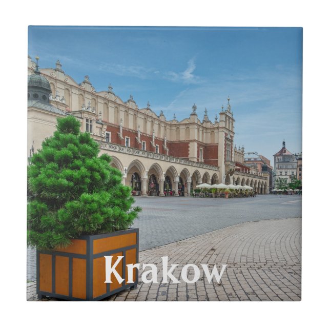 Main square in Krakow old town, Poland Tile (Front)