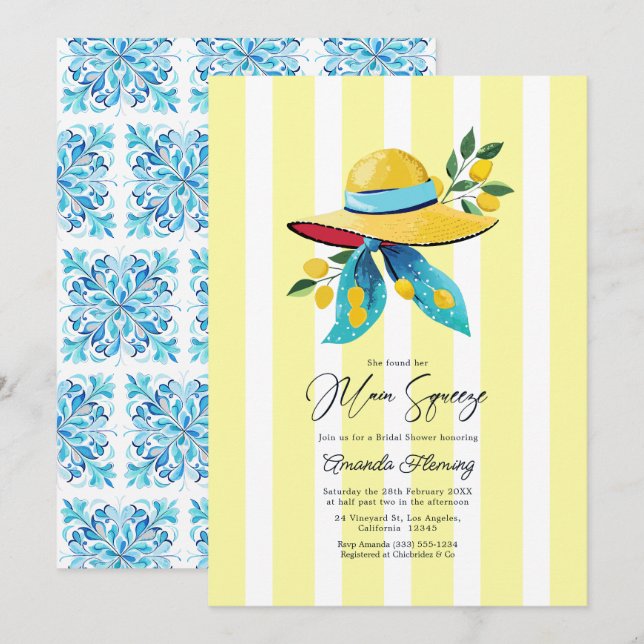 Main Squeeze Amalfi Coast Bridal Shower Invitation (Front/Back)