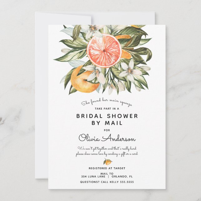 Main Squeeze Bridal Shower By Mail Invitation (Front)