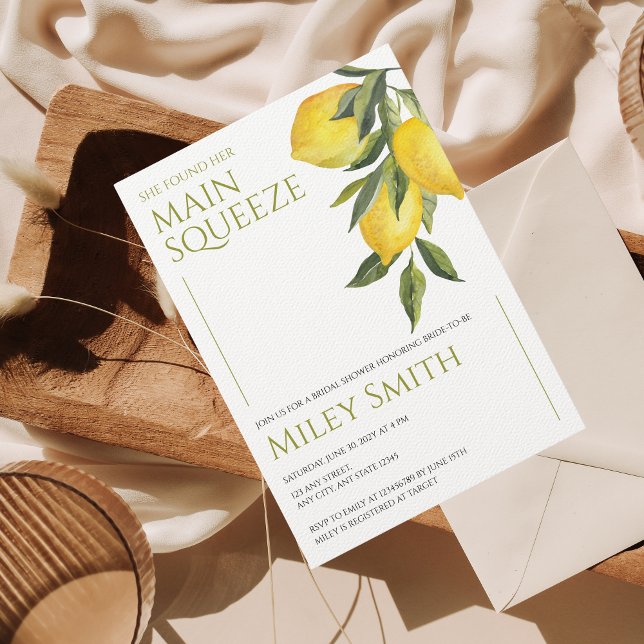 Main Squeeze Bridal Shower Citrus Lemon Greenery Invitation (Creator Uploaded)