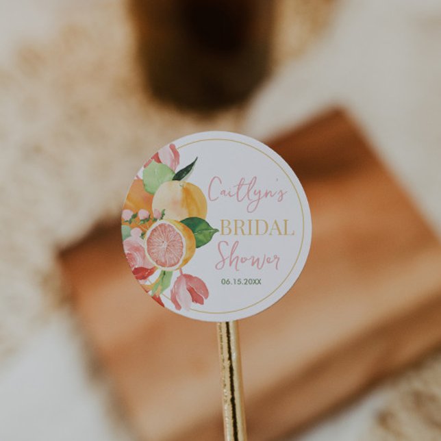 Main Squeeze Bridal Shower  Classic Round Sticker (Creator Uploaded)