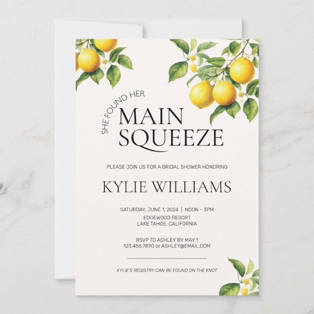 Main Squeeze Bridal Shower Invite (Front)
