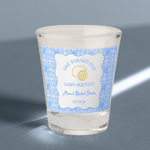 Main Squeeze Bridal Shower Lemon Blue Tile Shot Glass