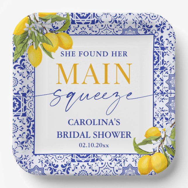 Main Squeeze Bridal Shower Paper Plate (Front)
