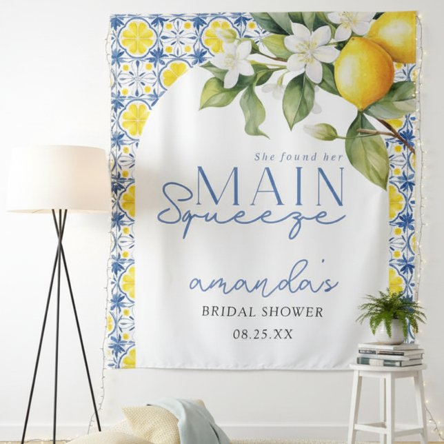 Main Squeeze Bridal Shower Photo Backdrop Tapestry (Creator Uploaded)