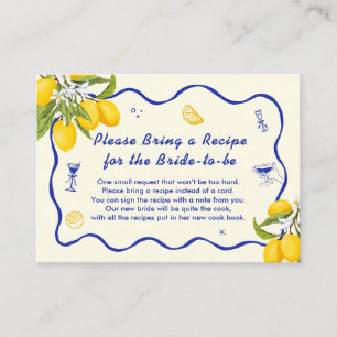 Main Squeeze Bridal Shower Recipe Request Enclosure Card