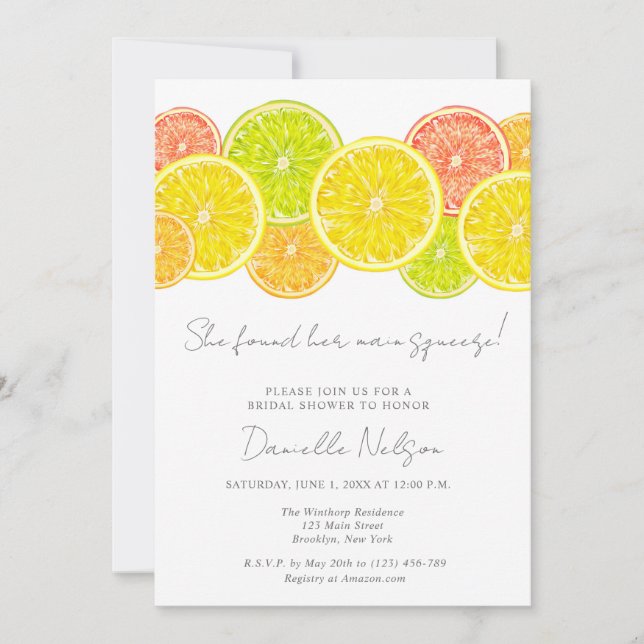 Main Squeeze Citrus Bridal Shower Invitation (Front)