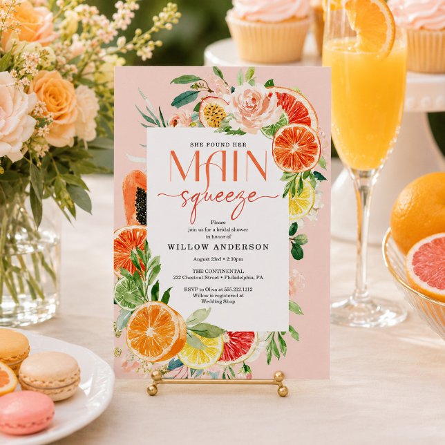 Main Squeeze Citrus Bridal Shower Invitation (Creator Uploaded)