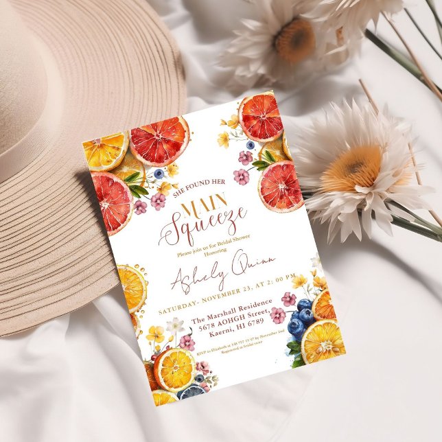 Main Squeeze Citrus Bridal Shower  Invitation (Creator Uploaded)