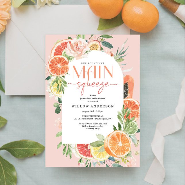 Main Squeeze Citrus Bridal Shower Invitation Arch (Creator Uploaded)