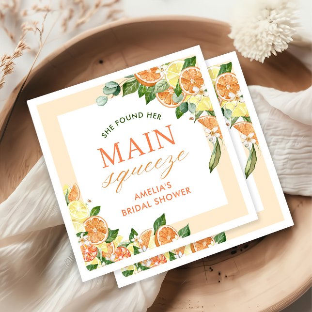 Main Squeeze Citrus Bridal Shower Napkin (Creator Uploaded)