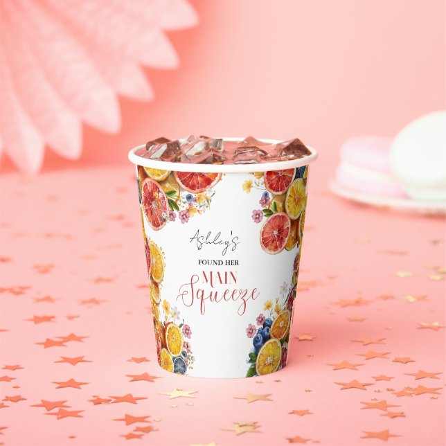 Main Squeeze Citrus Bridal Shower  Paper Cups (Insitu)