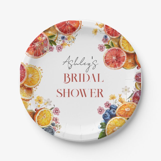 Main Squeeze Citrus Bridal Shower  Paper Plate (Front)