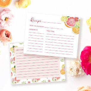 Main Squeeze Citrus Bridal Shower Recipe Card