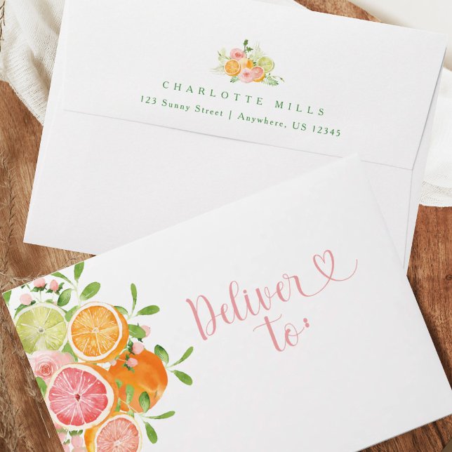 Main Squeeze Citrus Bridal Shower Return Addressed Envelope (Creator Uploaded)