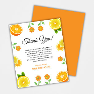Main Squeeze Citrus Bridal Shower Thank You Card 