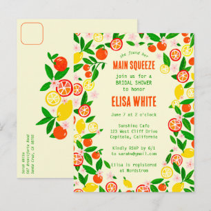 MAIN SQUEEZE Citrus CUSTOM Summer BRIDAL SHOWER Invitation Postcard