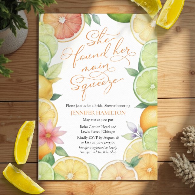 Main Squeeze | Citrus Floral Bridal Shower Invitation (Creator Uploaded)