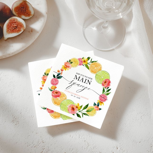 Main Squeeze Citrus Floral Bridal Shower  Napkin (Creator Uploaded)