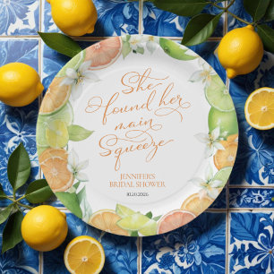 Main Squeeze   Citrus Floral Bridal Shower Paper Plate