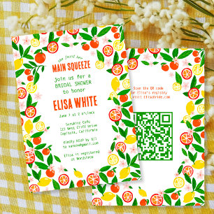 MAIN SQUEEZE Citrus Fruit QR Summer BRIDAL SHOWER Invitation