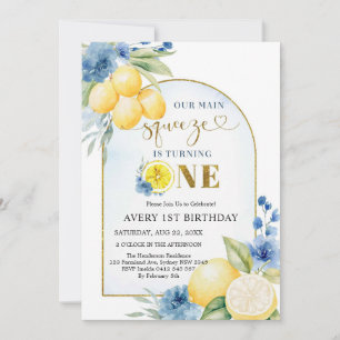 Main Squeeze Citrus Lemon Birthday Invitation