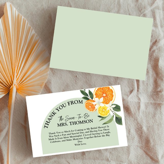Main Squeeze Citrus Lemon Greenery Bridal Shower Thank You Card (She Found Her Main Squeeze” Citrus Lemon Bridal Shower Thank You Card! lemon fresh summer)