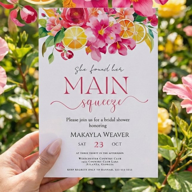 Main Squeeze Citrus Lemon Watercolor Bridal Shower Invitation (Creator Uploaded)