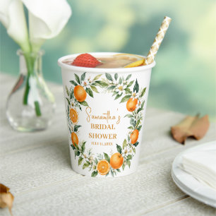 Main Squeeze Citrus Orange Bridal Shower Paper Cups