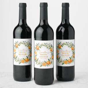 Main Squeeze Citrus Orange Bridal Shower Wine Label