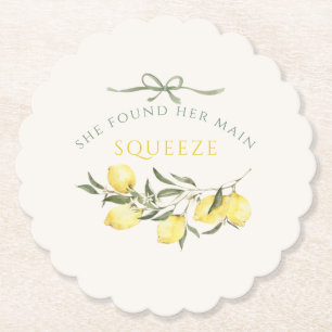 Main Squeeze Citrus Sage Green Bridal Shower Paper Coaster