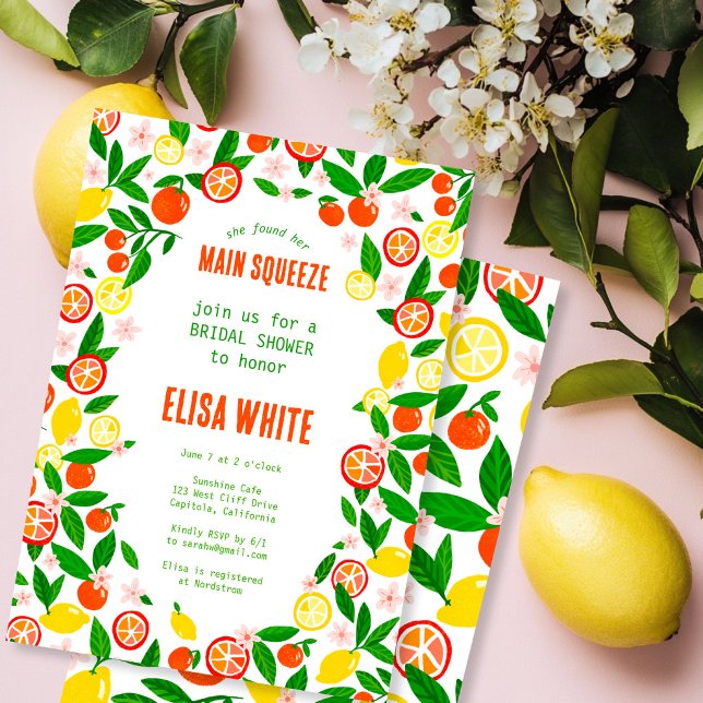 MAIN SQUEEZE Citrus Summer Bright BRIDAL SHOWER Invitation (MAIN SQUEEZE Citrus Summer Bright BRIDAL SHOWER Invitation
)