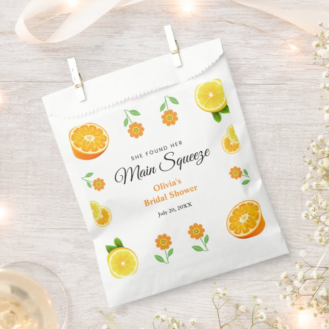 Main Squeeze Citrus Summer Lemon Bridal Shower  Favour Bags (Clipped)