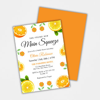 Main Squeeze Citrus Summer Lemon Bridal Shower  Invitation