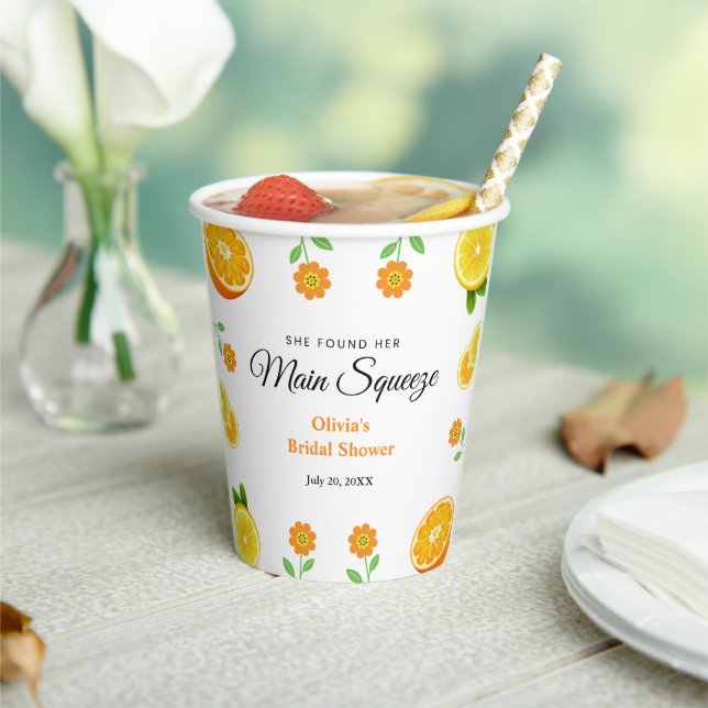 Main Squeeze Citrus Summer Lemon Bridal Shower  Paper Cups (Insitu)