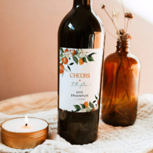 Main squeeze citrus theme bridal shower wine label