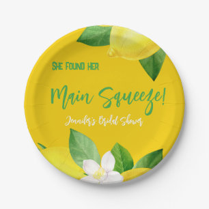 Main Squeeze Elegant Lemon Yellow Citrus Shower  Paper Plate