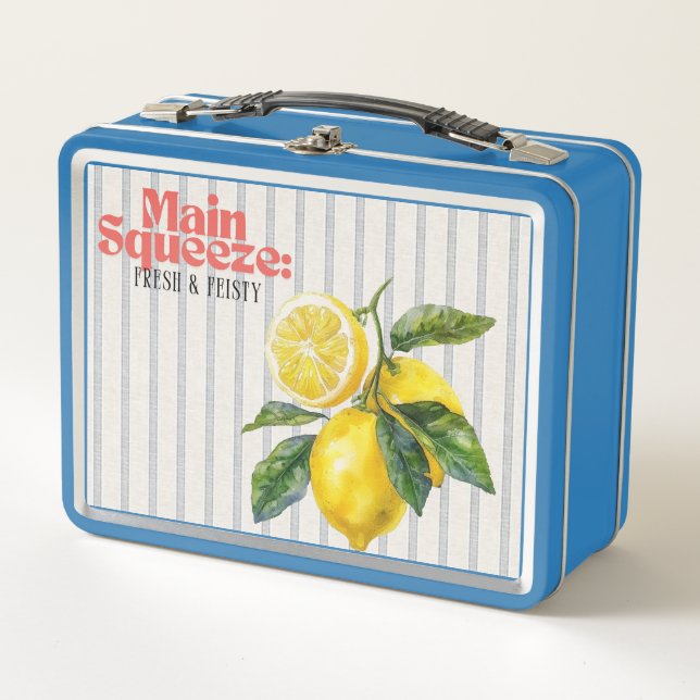 Main Squeeze Fresh & Feisty Lemon Kitchen Decor Metal Lunch Box (Front)