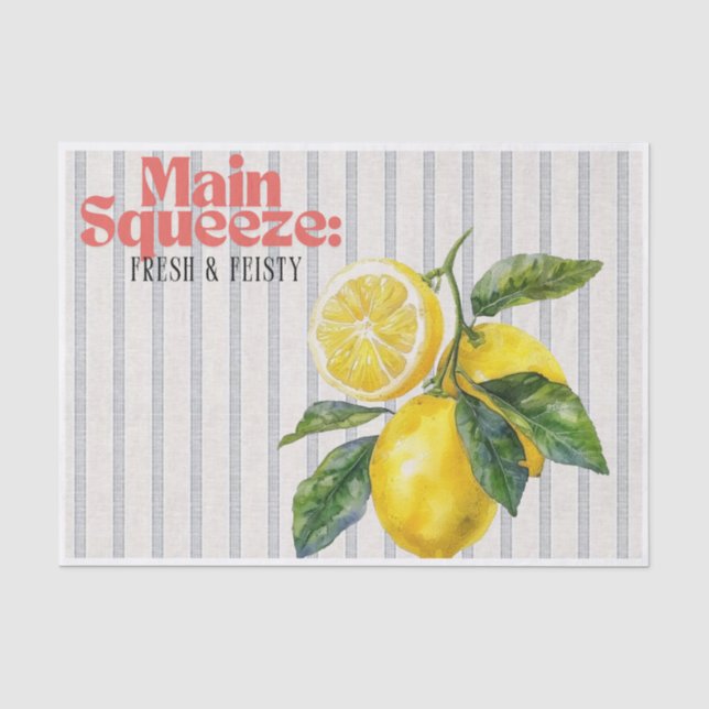 Main Squeeze Fresh & Feisty Lemon Kitchen Decor Tissue Paper (Front)